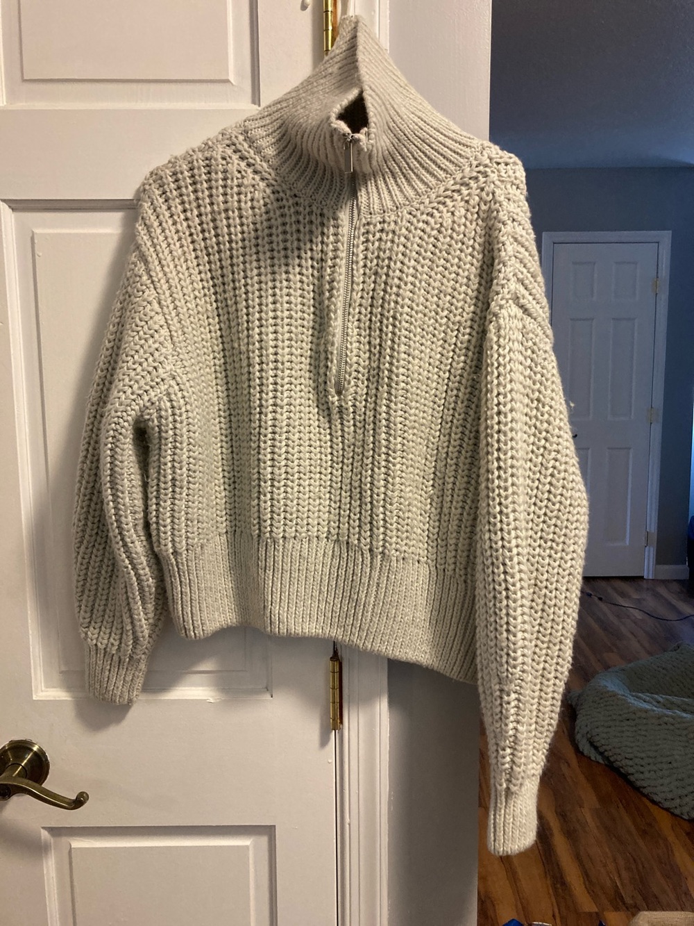 H&M Cream Half-Zip Chunky Turtleneck Sweater
